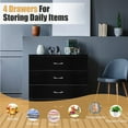 thumbnail image 3 of 4 Drawer Dresser, UHOMEPRO Modern Chest of Drawers for Bedroom, Night Stand Wood Storage Cabinet Dresser Organizer Unit with Handle for Living Room, Closet, Hallway, Small Space, Black, 3 of 9