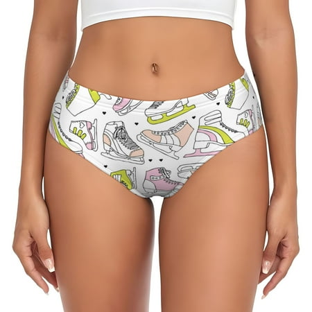 Naloa Pink skates Womens No Show Cotton Underwear Mid-High Waisted Soft Ladies Panties Strech Breathable Briefs -XX-Large