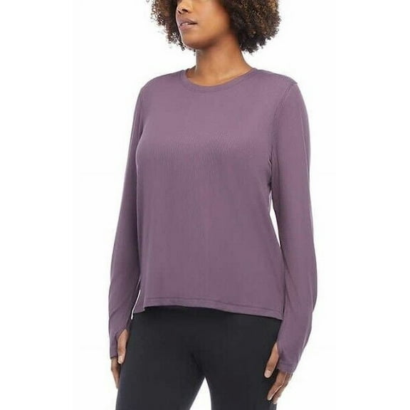 Danskin Women's Ultimate Rib Long Sleeve Tee Activewear (Vintage Violet, Medium)