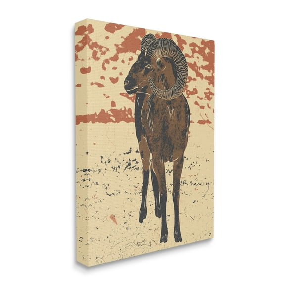 Stupell Industries Abstract Vintage Ram Round Animal Horns Canvas Wall Art by Ziwei Li