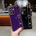 thumbnail image 3 of Samsung Galaxy S25 FE 5G Case with Wrist Strap, Love Hearts Plating, Finger Holder Kickstand, Soft Shockproof Case (6.7"), 3 of 7