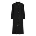 thumbnail image 5 of Holloyiver Women's V-neck Button Dress Loose bell Long Sleeve Solid Color Long Dresses S-2XL, 5 of 6