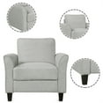 thumbnail image 3 of Accent Chair, Mid-Century Modern Fabric Upholstered Armchair with Thickened Cushions Padded and Curved Armrest Comfy Single Sofa Chair for Living Room, Bedroom, Apartment, Studio, Office, Light Gray, 3 of 7