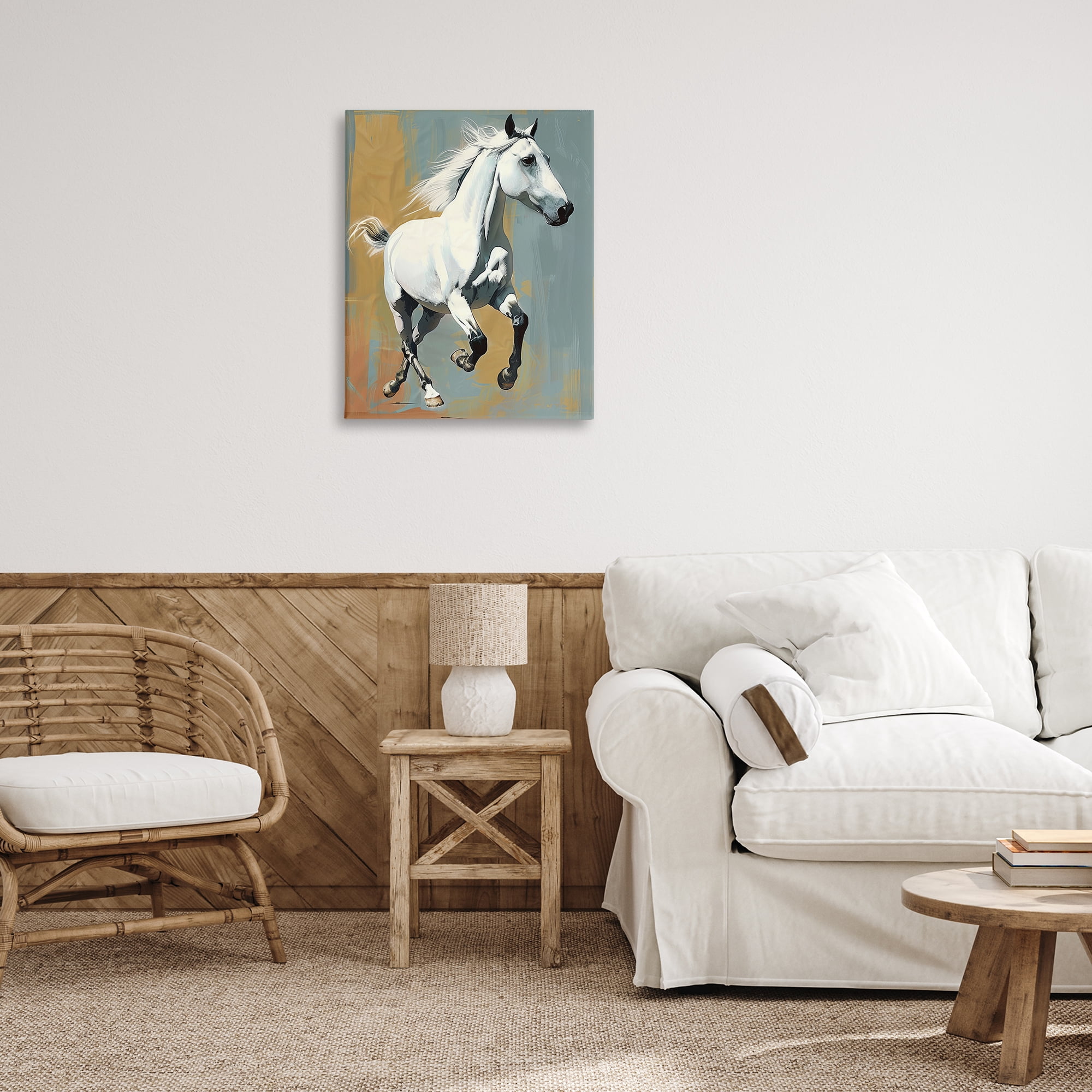 Stupell Industries Elegant Jumping Horse Animals Painting Wrapped Canvas Art Print Wall Art, 24 x 30