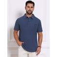 thumbnail image 4 of DARING DIVA Men's Linen Chest Pocket Short Sleeve Casual Hawaiian Shirts 2XL Dark Blue, 4 of 7