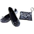 thumbnail image 1 of Shoes 18 Women's Foldable Portable Travel Ballet Flat Shoes w/Matching Carrying Case (9/10 B(M) US, Snake Black), 1 of 1