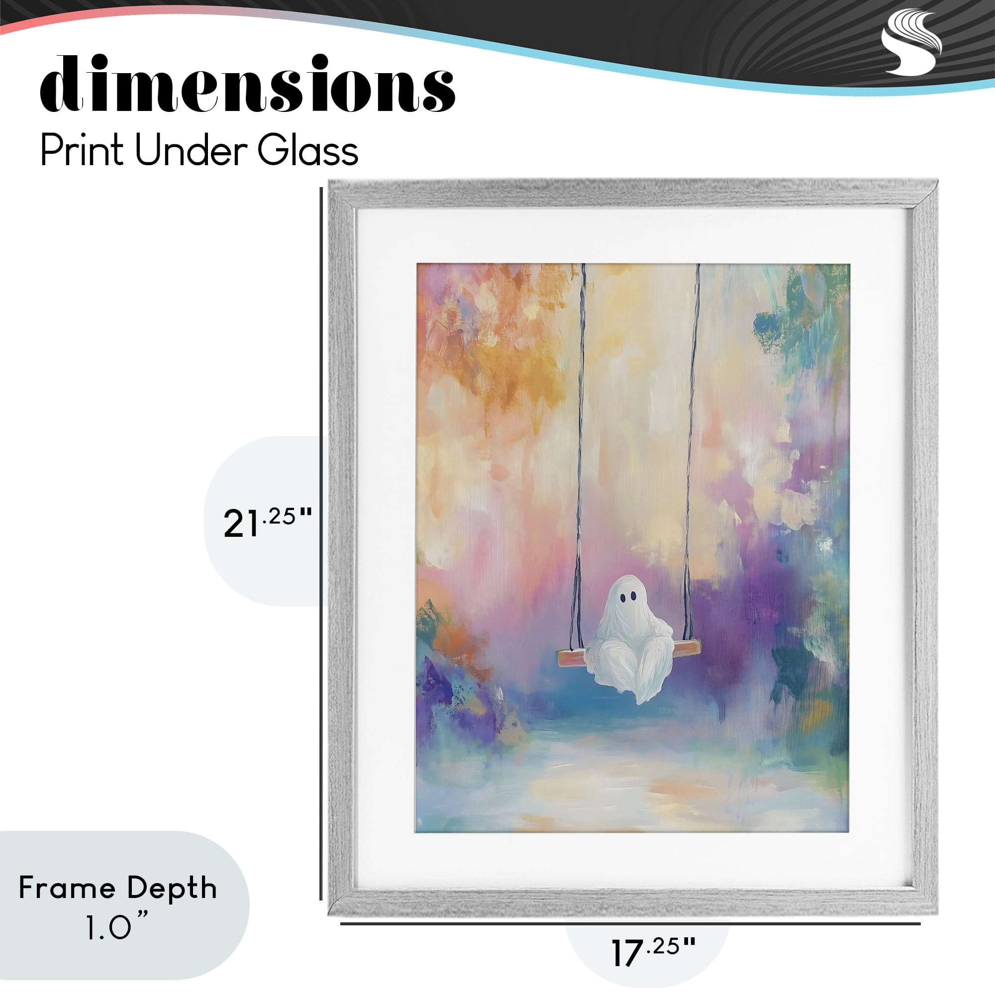 Stupell Industries Watercolor Ghost on Swing Gray Framed Print Under Glass, design by The Prints Vibe