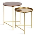 thumbnail image 1 of Kate and Laurel Ulani Table d'Appoint Moderne Gigogne, Ensemble de 2, Bois Noyer Brun et Métal Doré, Tables de Bout Charmant pour Rangement et Exposition, 1 of 2