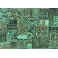 thumbnail image 1 of Ahgly Company Machine Washable Indoor Rectangle Patchwork Turquoise Blue Transitional Area Rugs, 7' x 9', 1 of 4