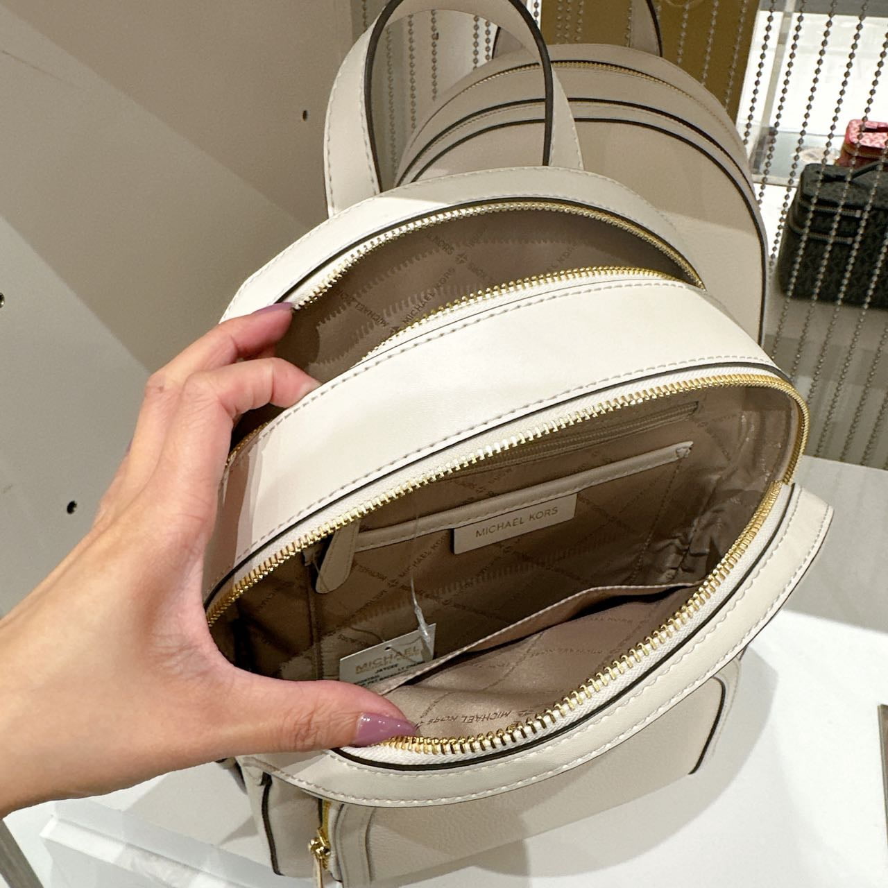 Michael Kors Ladies Backpack Bag Jaycee XS Conv Zip Backpack Light Cream Multi Michael Kors Jaycee Mini XS Light Cream PVC Small Bookbag  main image 3
