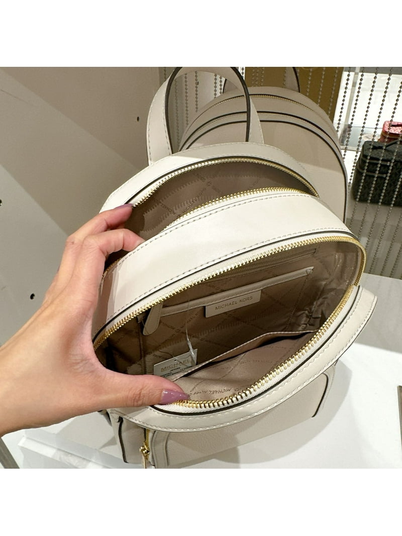 Michael Kors Jaycee Light Cream Pebbled Leather Backpack with Gold Hardware. Michael Kors Jaycee Medium Pebbled Leather Backpack, Light  main image 3
