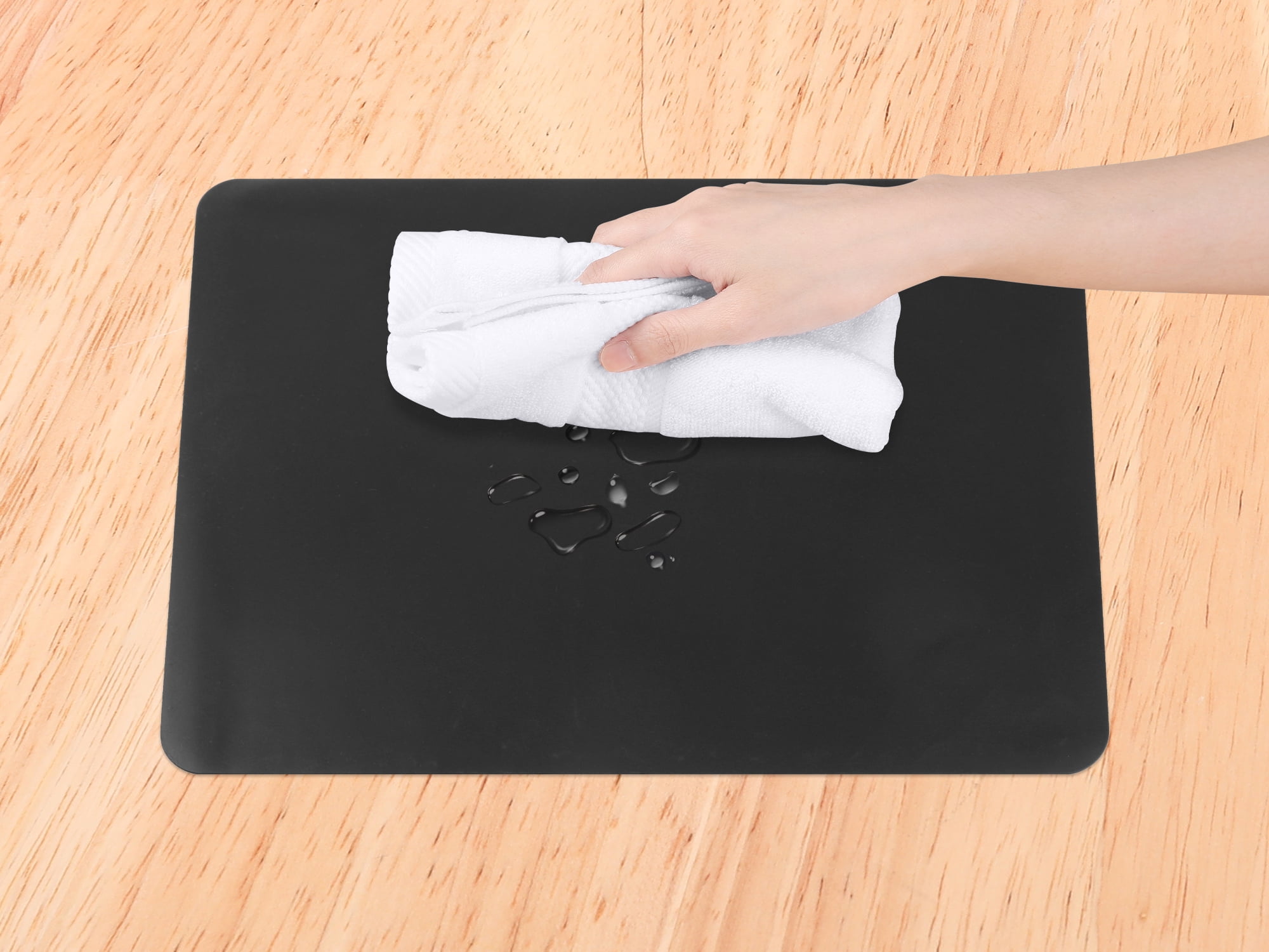 Unique Bargains Set of 6 Silicone Placemats for Kitchen Dining Table Decor Black