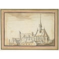 thumbnail image 3 of Jan van Goyen 14x11 Black Modern Framed Museum Art Print Titled - View of a Church and Other&nbsp;Buildings (17th&nbsp;Century), 3 of 5