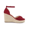 thumbnail image 3 of BLISSFUL STEP Women's Espadrille Platform Ankle Strap Wedge Heels Sandals Red (Size 9), 3 of 7
