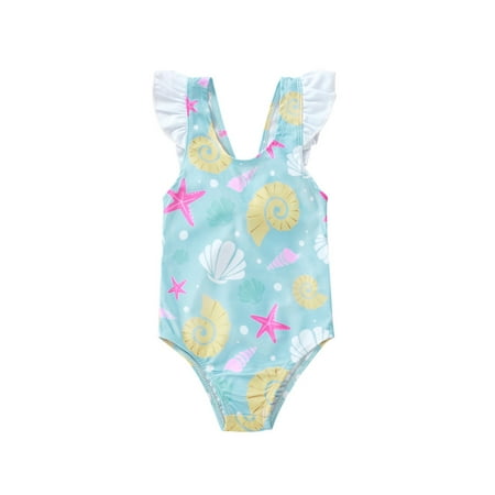 

Vigorbear Toddler Baby Girl One Piece Bikini Ruffles Sleeve Swimsuits Beach Swimwear Bathing Suits