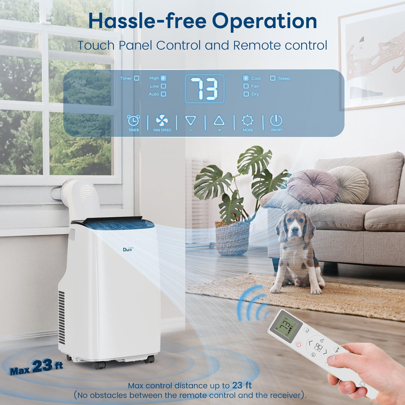 DuraComfort 12000 BTU (ASHRAE) Portable Air Conditioners for Baseroom up to 300 Sq.Ft, with Cooler, Dehumidifier and Fan, 6550BTU (SACC) White Sansujyuku sansujyuku.com