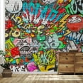 thumbnail image 3 of Idea4wall 7pcs Mural Vibrant Neon Spray Paint Typography Graffiti & Street Art Pop Stick Wallpaper Removable Wall Murals Large Wall Stickers for Home Decoration, 120"x168", 3 of 5