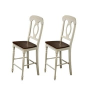 The Hamptons Collection Set of 2 Antique White Elegant Andrews Napoleon Comfortable Barstool with