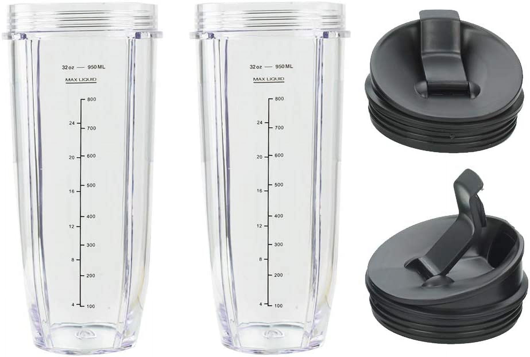 Nutri Ninja 32 oz Tritan Cups with Sip & Seal Lids. Compatible with BL480,  BL490, BL640, & BL680 Auto IQ Series Blenders (Pack of 2)