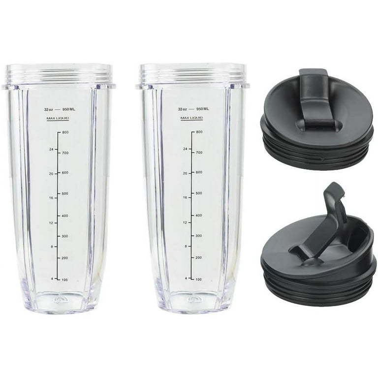 Blender Cups for Ninja Blender, 32OZ Cup with Sip & Seal Lids Compatible  with Nutri Ninja Auto IQ Series Blenders BL480 BL481 BL482 BL490 BL640  BL680 BL450 BL482 BL682 BL642 BL640(2 Pack) 