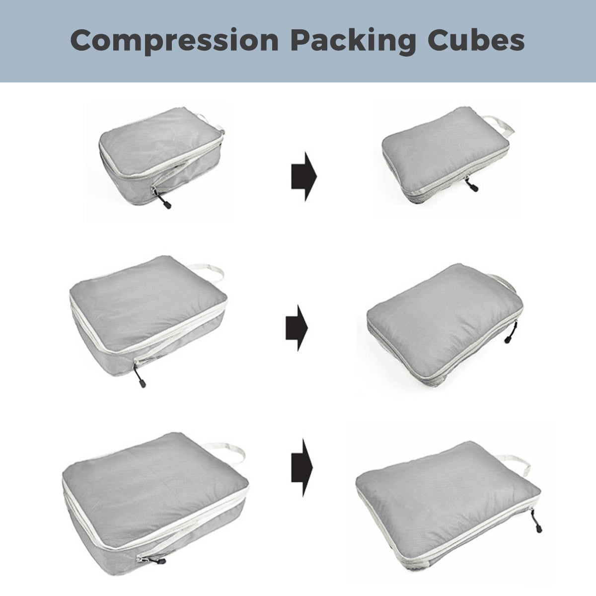 AUXDIQ 3 PCS Compression Packing Cubes Travel Luggage Organizer Bags Set Packing Organizers Compression Suitcase Bag Travel Essential Bag