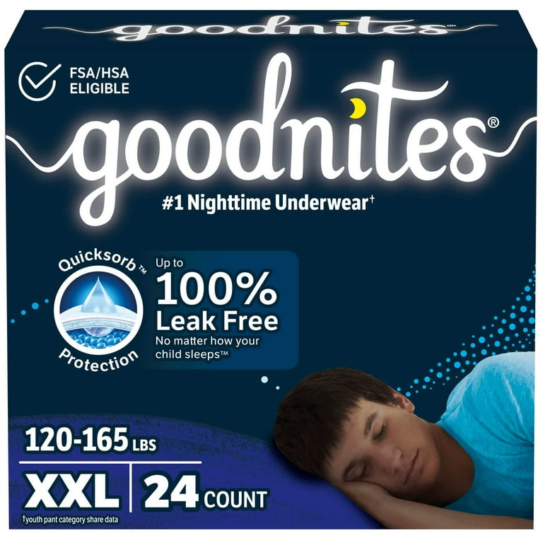 Goodnites Bedwetting Underwear for Boys XXL Size 120-165 lbs