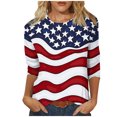 thumbnail image 2 of Bzhegqhd Women's Fashion Printed T-shirt 3/4 Sleeves Blouse Round Neck Casual, 2 of 4