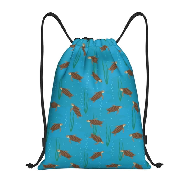 Fotbe Sea Turtle Bolsa Mochila con Cordón Estampada, Bolsa de Gimnasio Deportiva, Bolsa Cinch, Bolsa con Cordón para Hombres y Mujeres-Medium