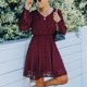 thumbnail image 4 of Vestido de manga larga con cuello en V tul estilo línea A elegante mujer Casual vestido de manga larga puño elástico para dama para vacaciones para Club ANGGREK Otros, 4 of 6