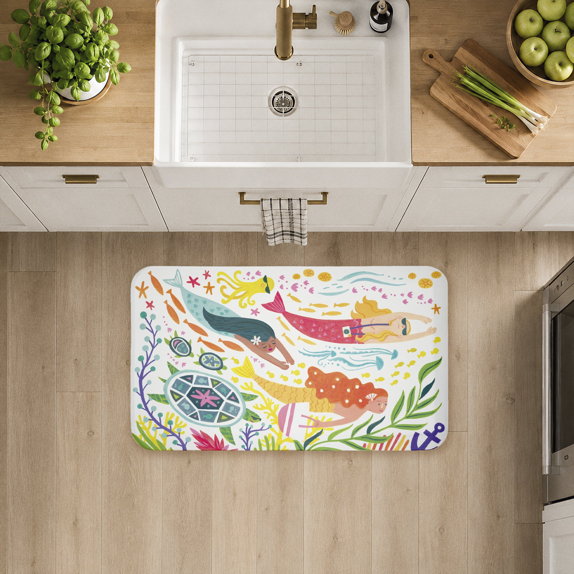 Stupell Industries Swimming Mermaids & Merman Printed Anti-Fatigue Floor Mat, design by Irene Chan