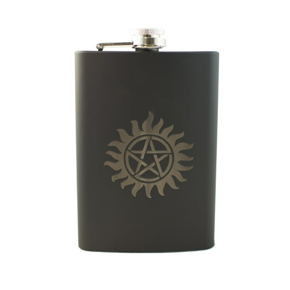 Hip Flask Plus Stainless Steel 8oz Flask - Black Anti Possession