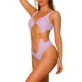 thumbnail image 4 of INSPIRE CHICWomen's Gold Chain Swimsuits V Neck Monokini, 1 Piece Cut Out Swimwear Bathing Suit Large Purple, 4 of 5