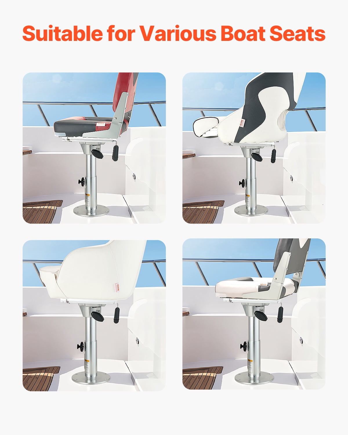 VEVOR Boat Seat Pedestal, Forward & Backward Sliding Adjustment, Aluminum Alloy Boat Chair Base with Slide, 5-in.Sliding Travel, Waterproof & Rust-resistant, Fit 2-7/8 In.Diameter Pedestal Post