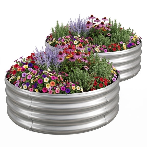 Nana Guard Galvanized Raised Garden Bed 2Pack 2x2x1ft Outdoor Raised Beds Kit for Vegetables and Flowers, Silver
