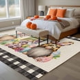thumbnail image 4 of Happy Easter Washable Area Rug 8 x 10 ft Spring Gnome Eggs Floral Linen Texture Black Plaid, Soft Non Slip Rugs Stain Repellent Indoor Felt Carpet for Living Dining Room Bedroom Home Office, 4 of 9