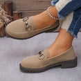 thumbnail image 4 of Xucatan Women's Faux Suede Loafers, Chunky Sole Slip On Shoes with Metal Horsebit Chain, British Style Comfortable Low Tops, Versatile Spring Fall Casual Footwear Gift, 4 of 9
