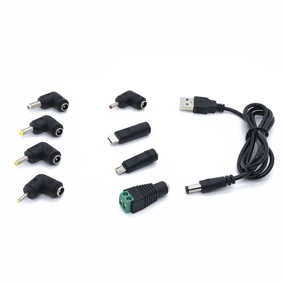 10-Port USB Charging Cable Set with Multiple Adapters, 5V Power Supply for Home/Travel Electronics