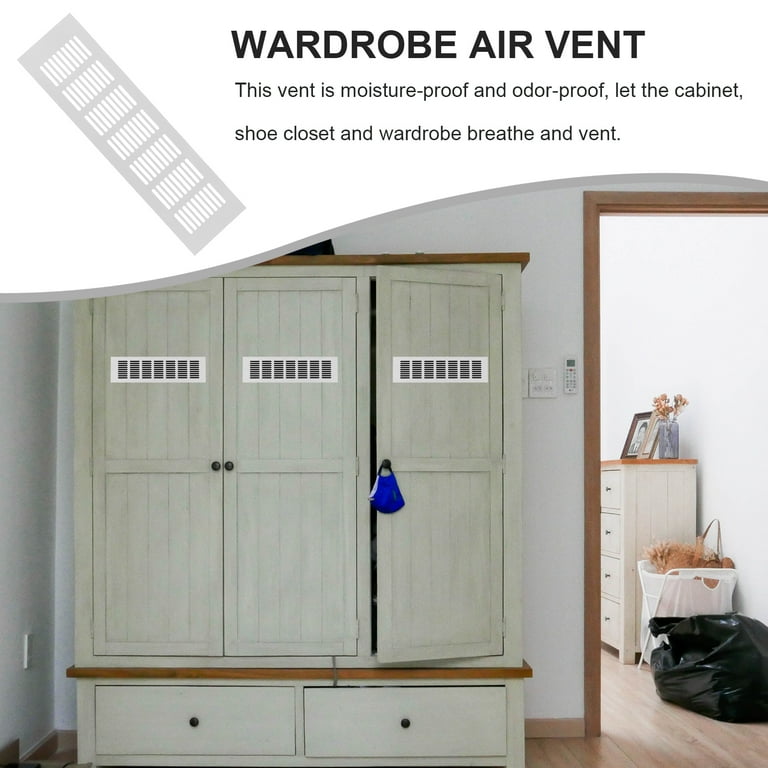 GEBAUM Pack 2 Rejillas De Ventilación De 20x8 Cm - Aleación De Aluminio Negro Para Armarios, Zapateros Y Muebles (Incluye 8 Tornillos)