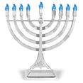 thumbnail image 3 of Candelabro Menorá Eléctrica LED Zion Judaica Plata 30 cm, 3 of 5
