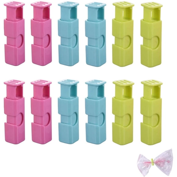 12 pieces - Bread bag clips - Bread bag sealing clips - Moisture-proof, freshness clips - Reusable plastic bread clips - Non-slip, easy-to-press sealing clips - Suitable for bread, rice, nuts, beans,