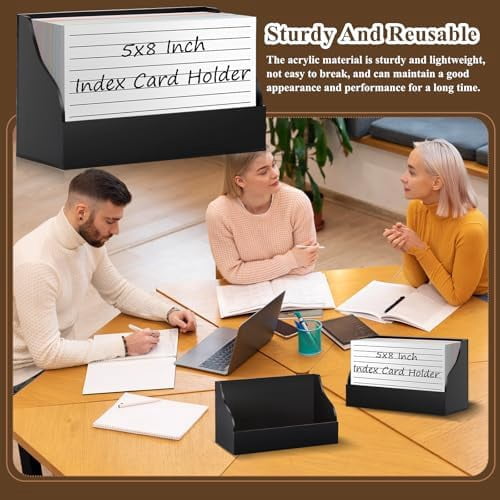 5X8 Index Card Holder Acrylic Black Note Card Holder Index Card Stand Note Card Organizer Box Flash Card Organizer Postcard Display Rack Business Card Storage For School Library(No Card)