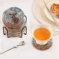 thumbnail image 3 of 6 Pcs Drink Coasters with Holder 3.94in Woven Coasters for Drinks Brown Cow Coaster Set for Protection Table, 3 of 7