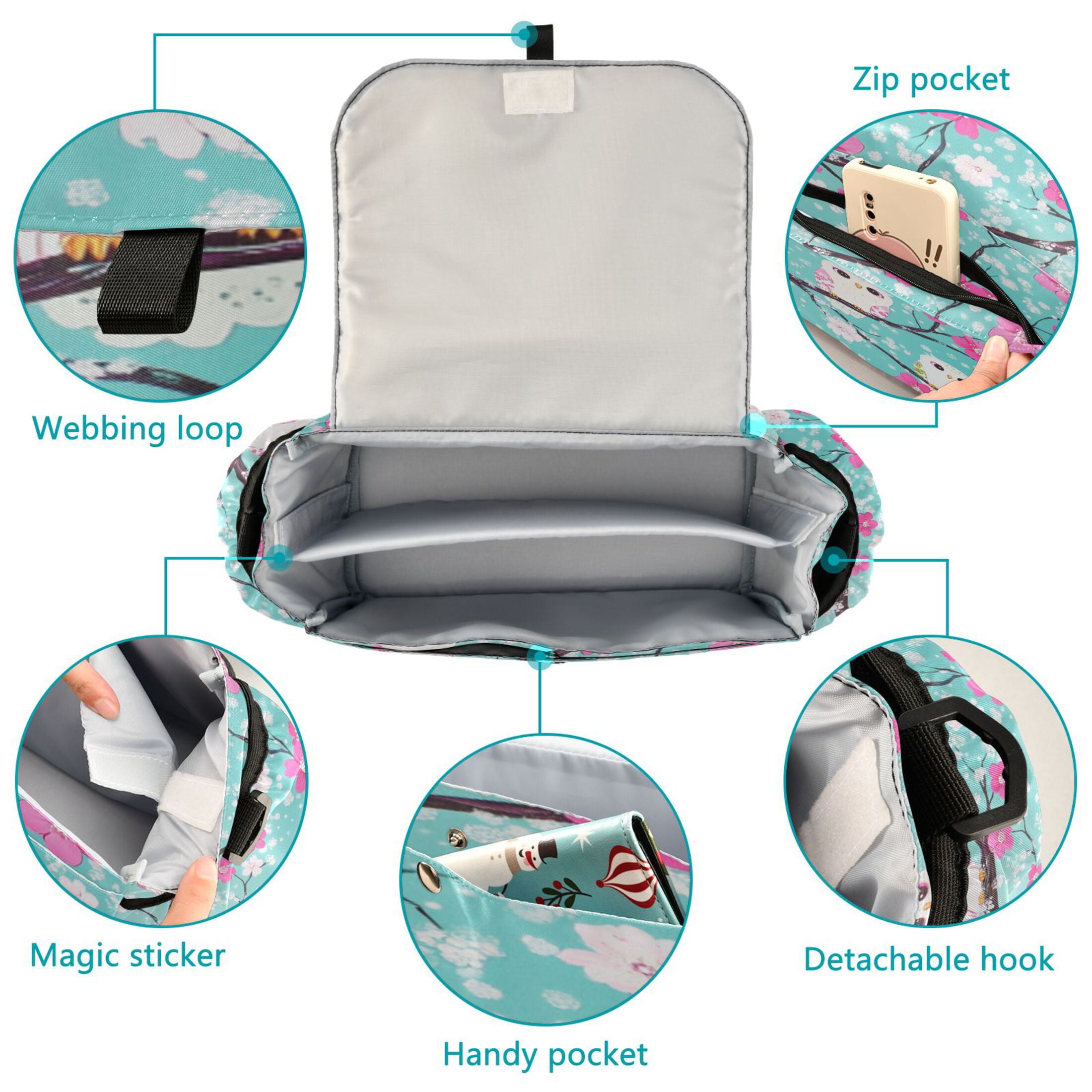 DIXRUYEE Stroller Organizer Charming Owl Trio Printed
