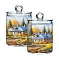 thumbnail image 7 of 4 Pack Qtip Holder Dispenser Village House in Forest Clear Plastic Storage Apothecary Jars for Cotton Swabs Balls Pads Floss, 7 of 7