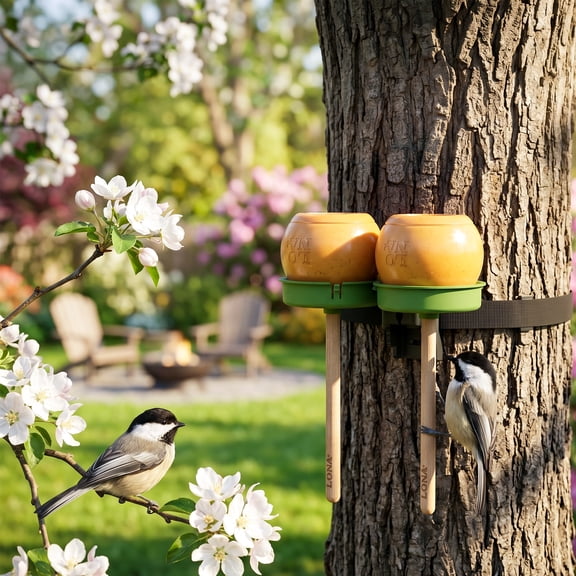 LONA-P3 Peanut Butter Bird Feeder 2-Pack Set – Wall-Mounted & Hanging Wild Bird Feeders with Twist-Lock Jars