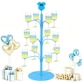 thumbnail image 2 of Wanchiy 3-Tier Metal Cocktail Wine Rack Tree Stand – Blue with Bow Accent, Holds 12 Glasses, for Home Bar,Drinks Tree Display, 2 of 7
