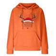 thumbnail image 4 of Women's Christmas Printed Round Neck Hooded Long Sleeved Top Sweater(Orange,2XL), 4 of 4