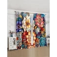 thumbnail image 1 of 1 Set Of 2 Panels, Fashionable Digital Printed Flower Pattern Curtains For Living Room, Bedroom, Indoor & Outdoor Window Curtains, Home Furnishing Dec, 1 of 5