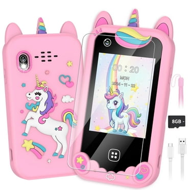 Kids Smart Phone for Girls, Christmas Birthday Gift for Ages 3-8, Toddler Learning Toy Touchscreen Cell Phone with Dual Camera, Music Player, Game, 8GB SD Card (Pink)