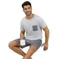 thumbnail image 3 of Men's light gray vertical striped short-sleeved short pants casual comfortable home wear set that can be worn outside, 3 of 6